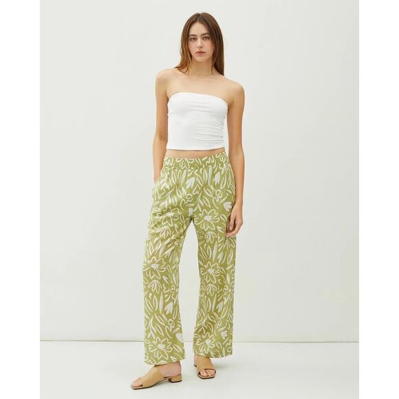 NWT Wantable Be Cool Floral Pants in Lime Print Women’s M - Picture 1 of 8